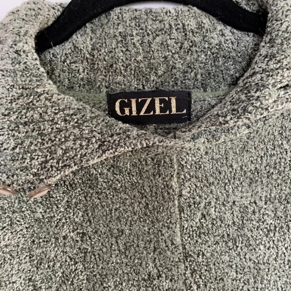 Gizel Womens Fuzzy Sweater One Size Green Dots Cozy 3/4 Sleeve - Picture 6 of 7